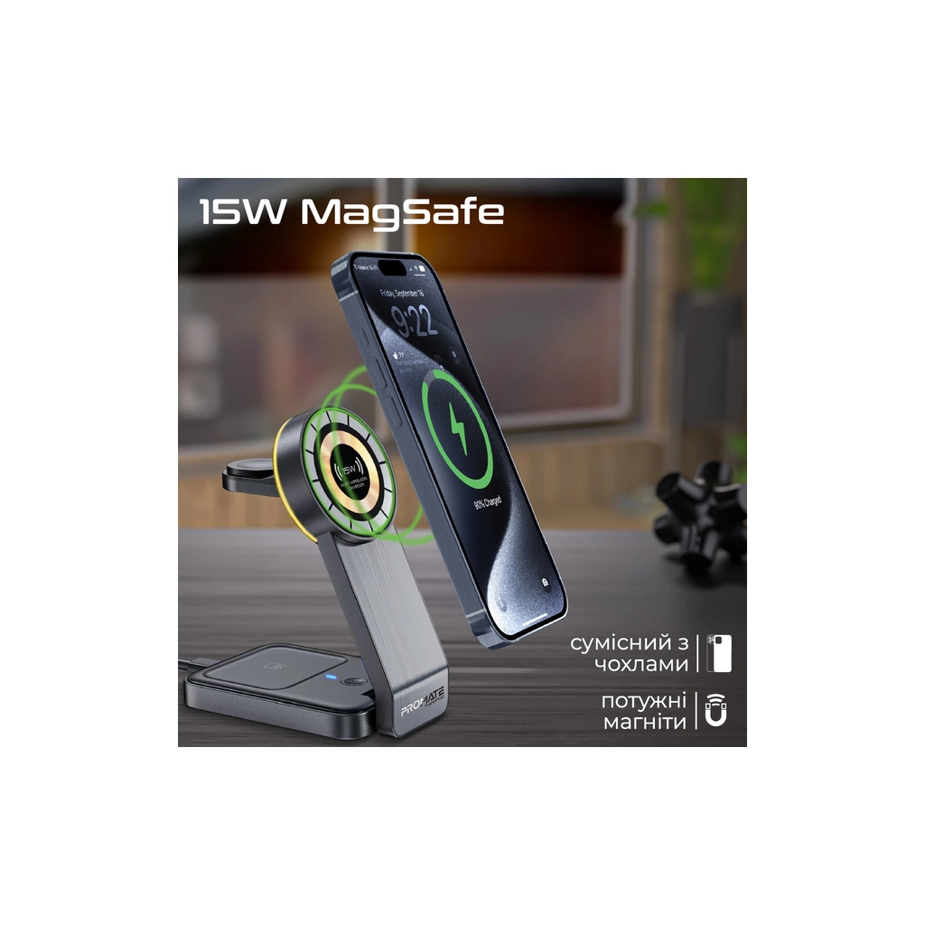 Зарядний пристрій Promate wireless charger transfold (transfold) - зображення 3