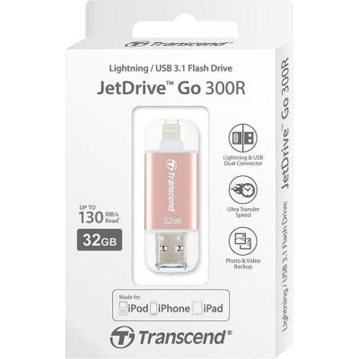USB флеш накопичувач Transcend 32GB JetDrive Go 300 Rose Gold Plating USB 3.1/Lightning (TS32GJDG300R) - изображение 5