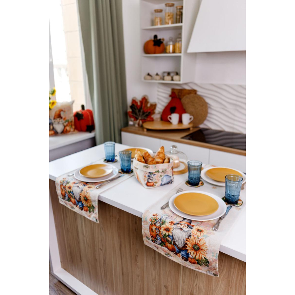 Доріжка на стіл Прованс гобеленова Гарбузові гноми 40х140 (036202) - зображення 6