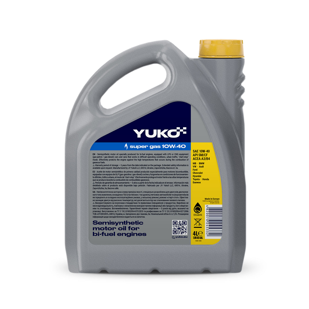 Моторна олива Yuko SUPER GAS 10W-40 4л (4820070245332) - зображення 2