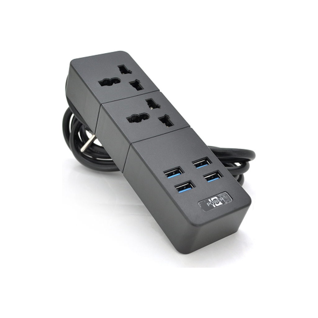 Мережевий фільтр живлення Voltronic TВ-Т07, 2роз, 4*USB Black (ТВ-Т07-Black) - зображення 1