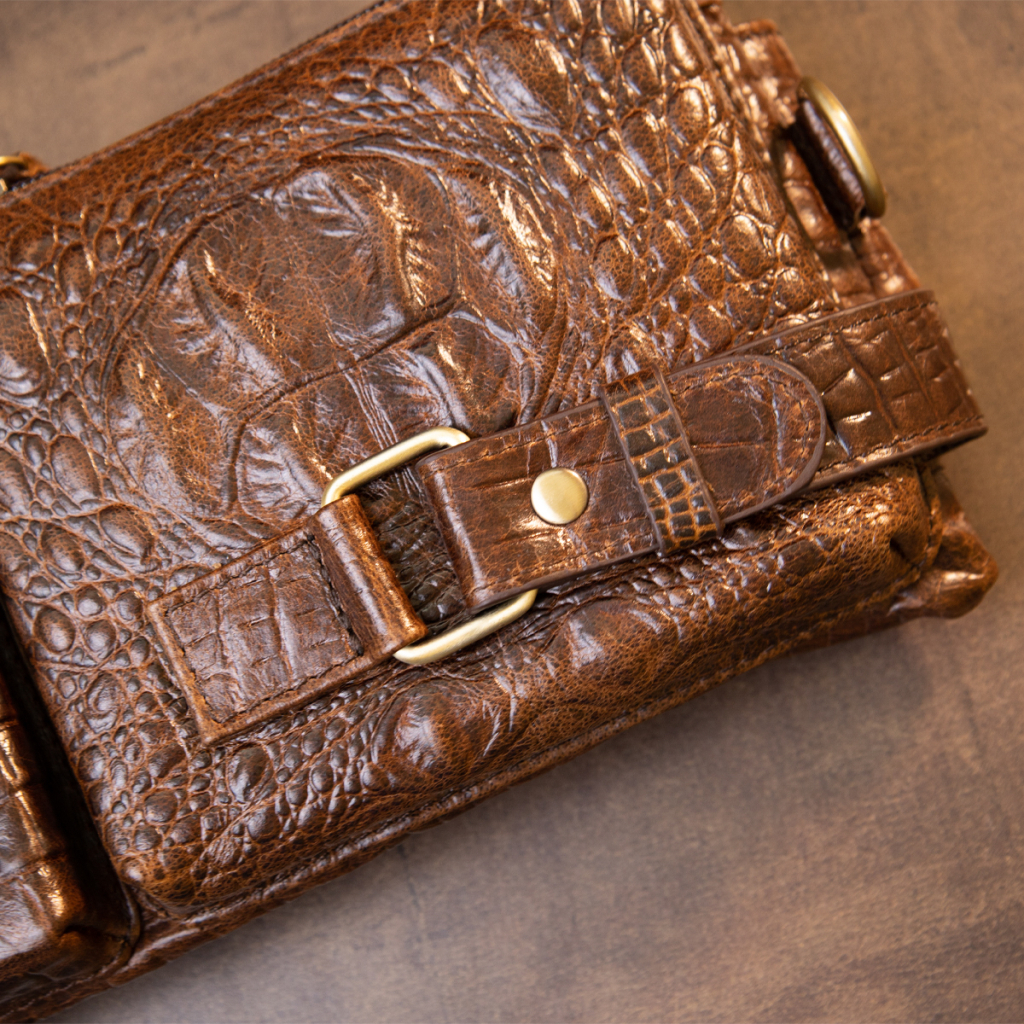 Сумка Vintage Бананка поясна під шкіру рептилії унісекс Коричнева (20401) - зображення 9