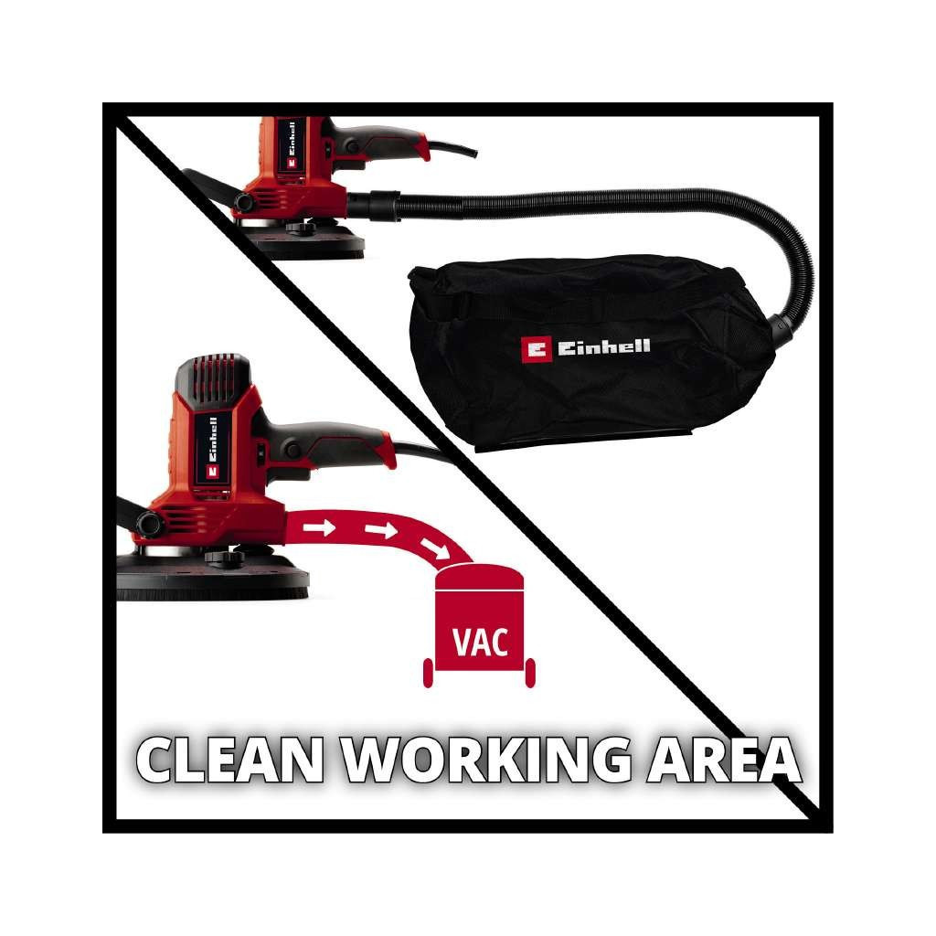 Шліфувальна машина Einhell для стін TC-DWS 225, 1220 Вт, 225 мм, набір шліфпаперу 6 шт (4259945) - изображение 11