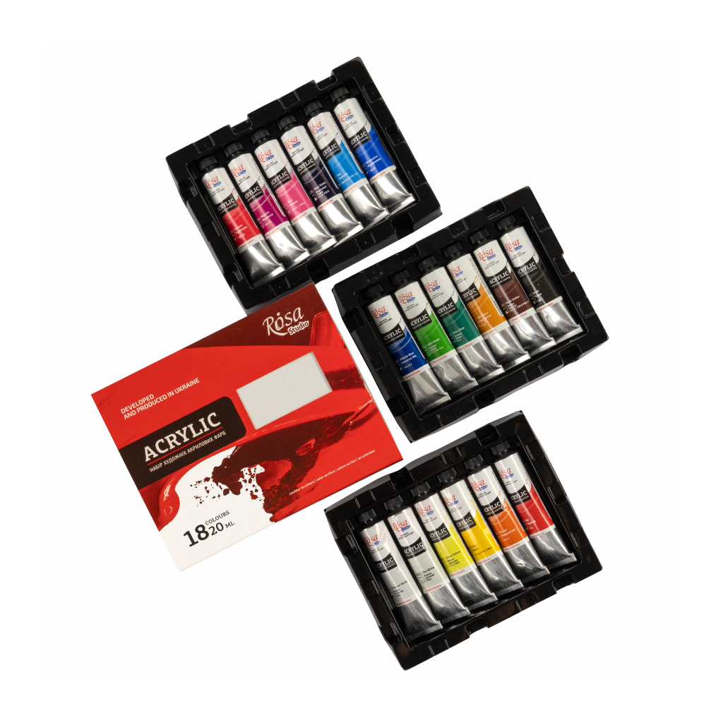 Акрилові фарби Rosa Studio 18 кольорів 20 мл (4823098538134) - изображение 3