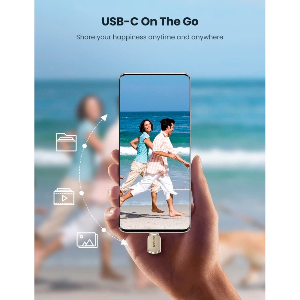 Зчитувач флеш-карт UGREEN USB-C to TF 3.0 CM331 Light Golden (80124) - зображення 4