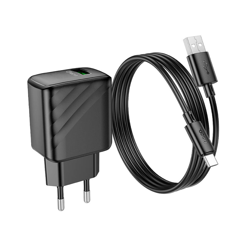 Зарядний пристрій HOCO CS21A Rich USB QC3.0 + cable USB to USB-C Black (6942007609906) - зображення 4