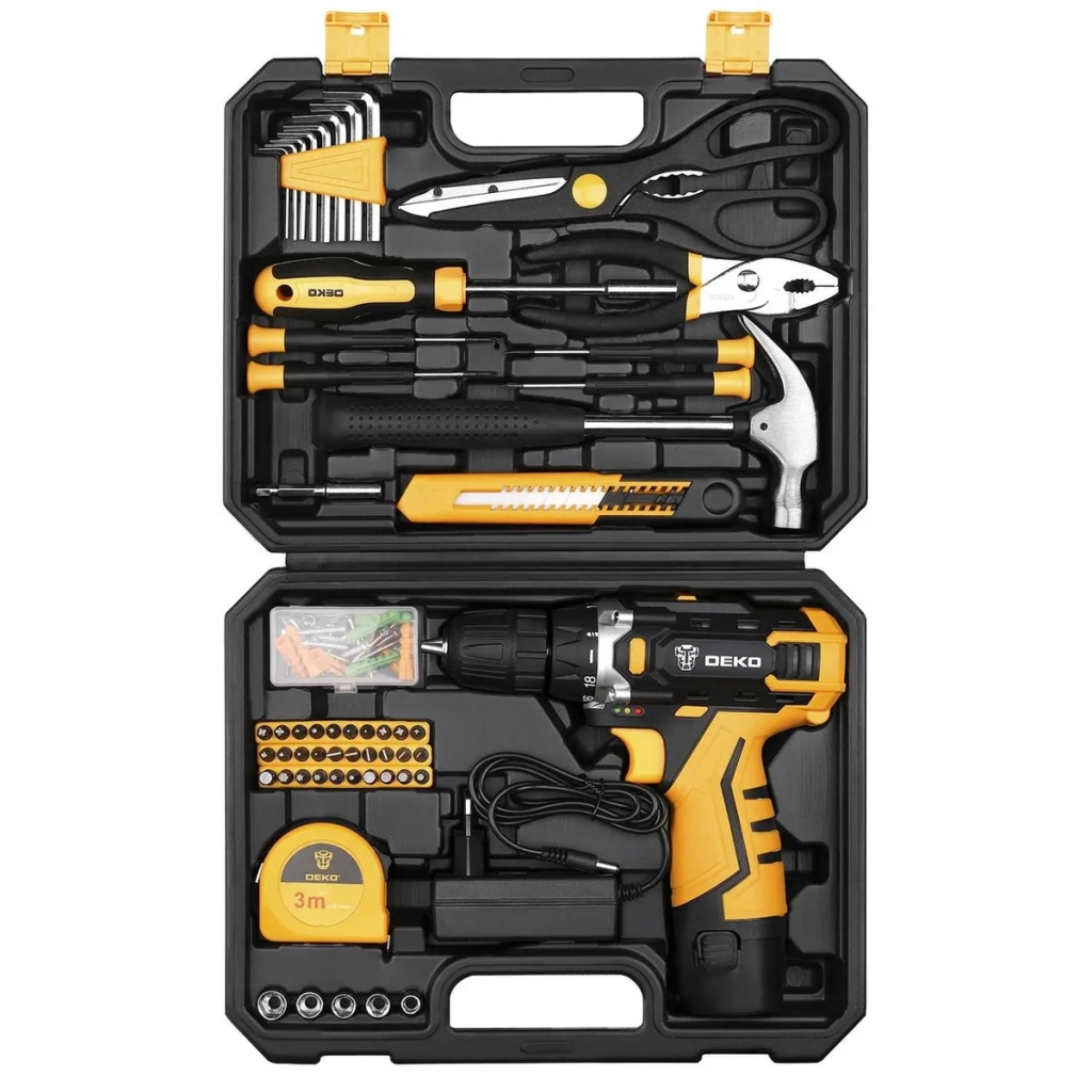 Шуруповерт Deko DKCD12FU-LI + набір 104 інструментів в кейсі (12182) - зображення 1