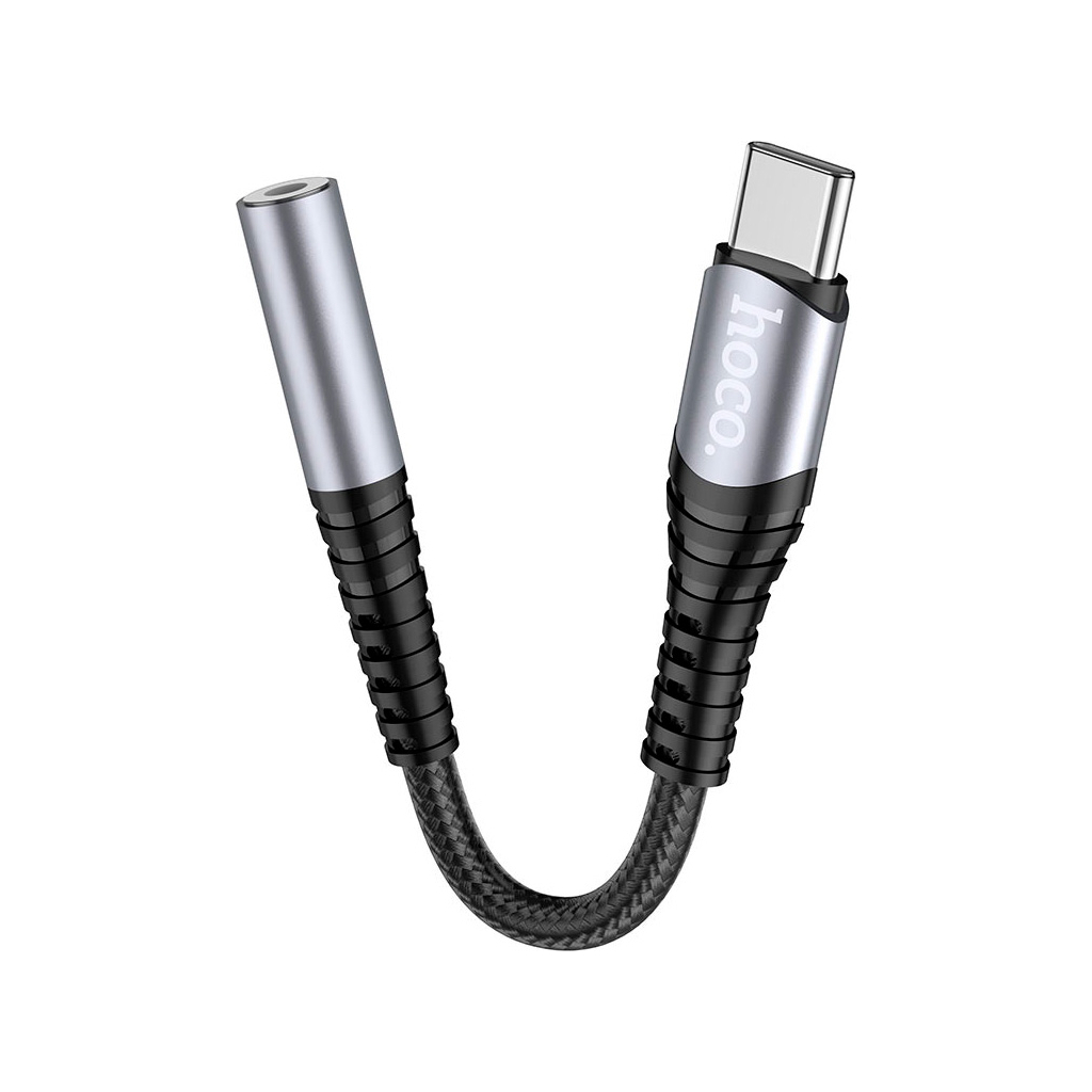 Перехідник USB-C M to 3.5mm F LS33 metal gray HOCO (6931474761163) - зображення 4