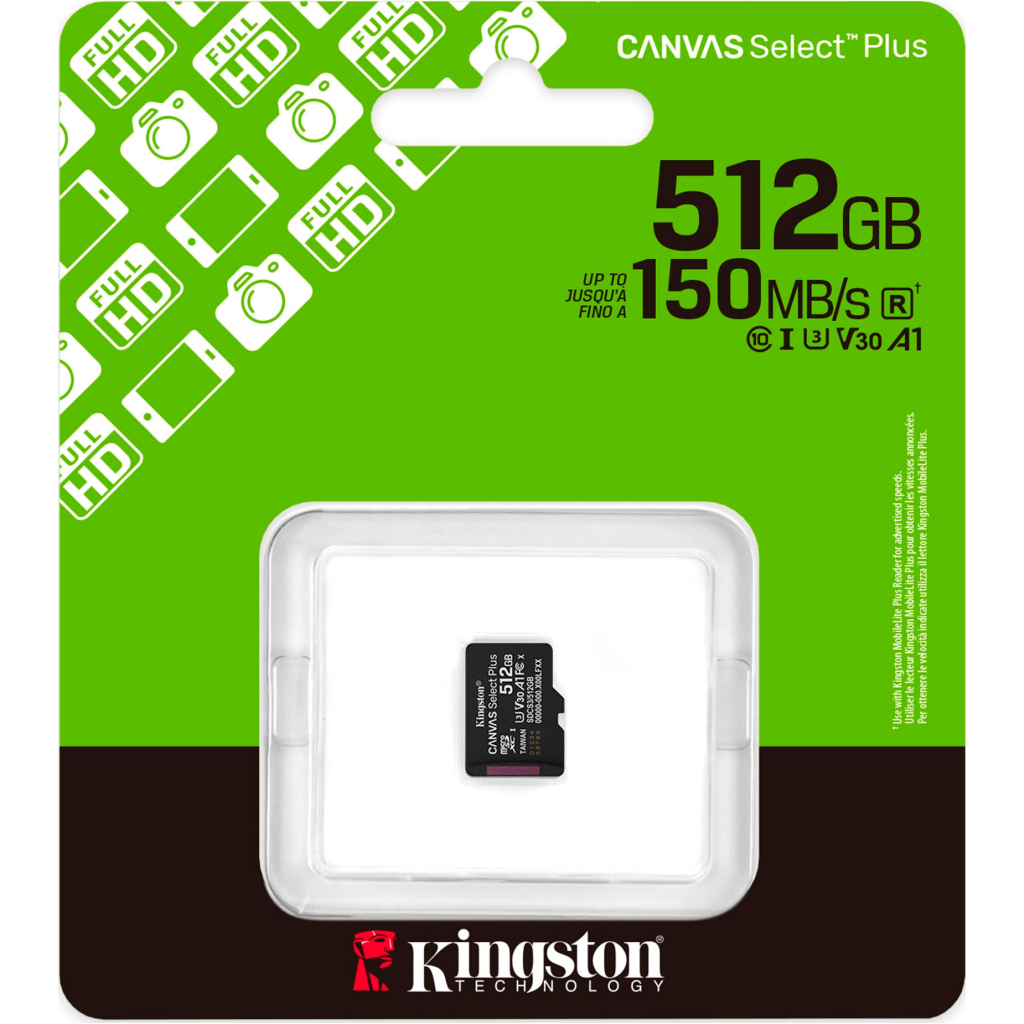 Карта пам'яті Kingston 512GB microSDXC class 10 UHS-I U3 V30 A1 Canvas Select Plus (SDCS3/512GBSP) - зображення 3