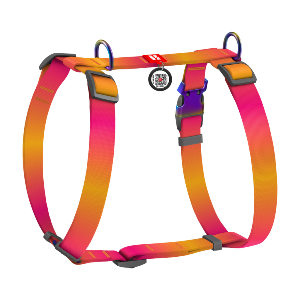 Шлея для собак WAUDOG Nylon Recycled анатомічна H-подібний L помаранчева (46544) - зображення 1