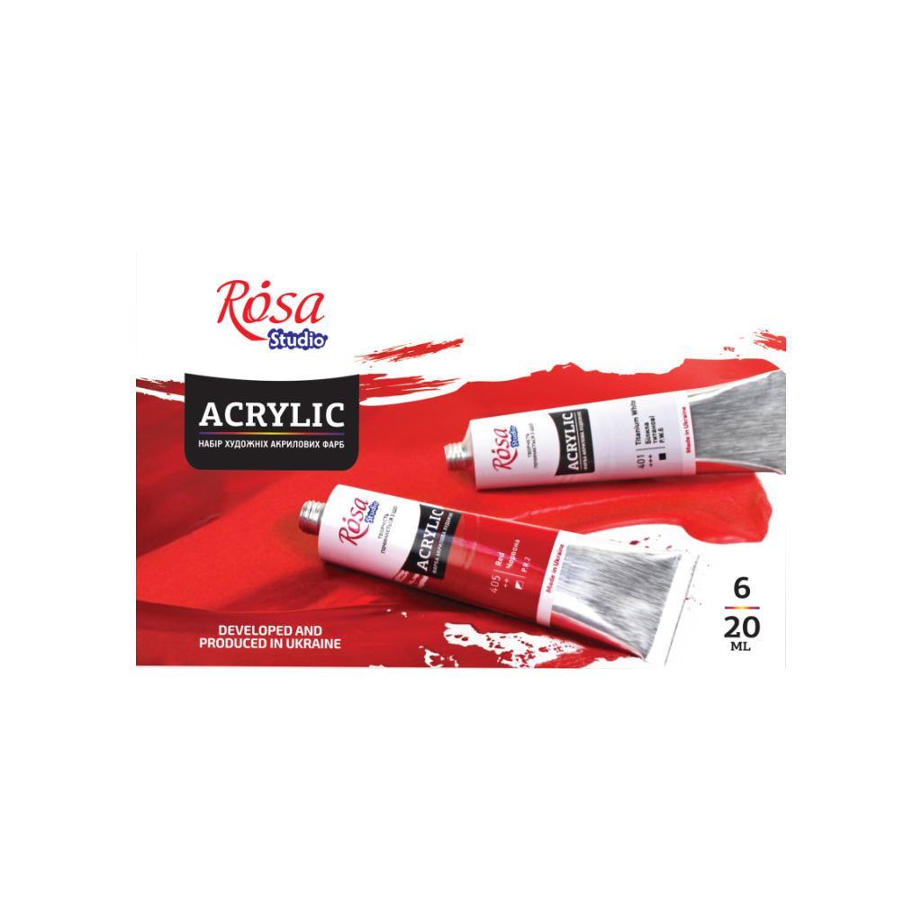 Акрилові фарби Rosa Studio 6 кольорів по 20 мл (4823098522799) - зображення 3
