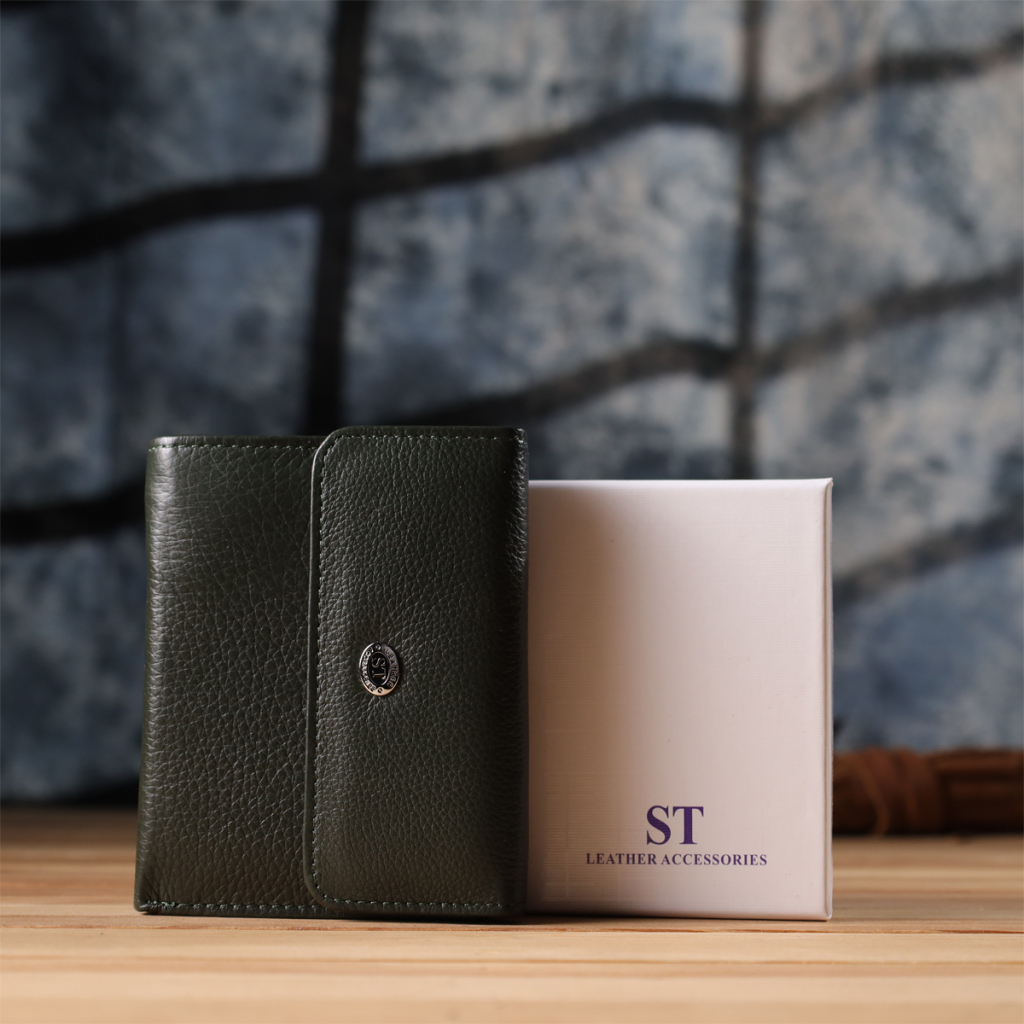 Гаманець ST Leather З натуральної шкіри Зелений (23074) - зображення 11