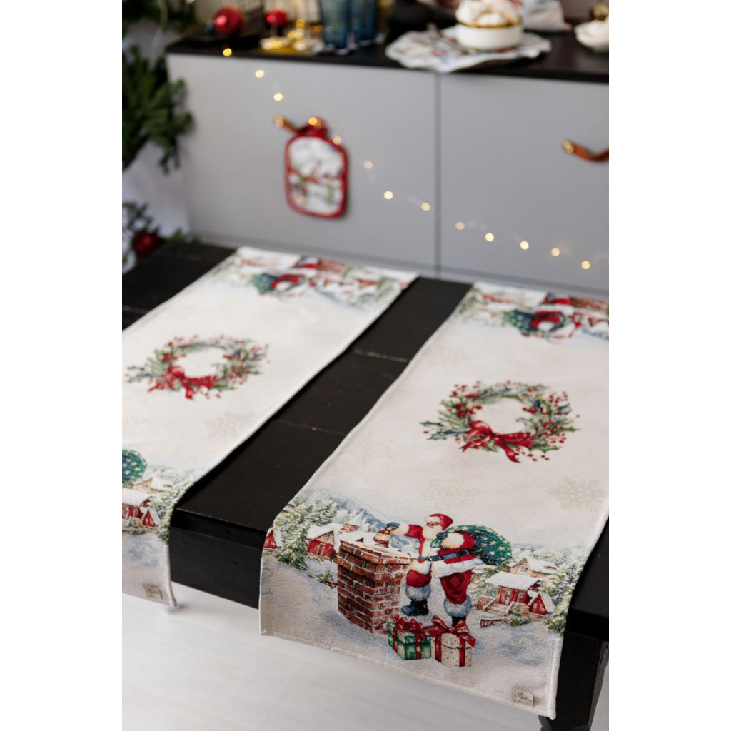 Доріжка на стіл Прованс гобеленова з велюром Снігова зима 40х140 см (036431) - изображение 11