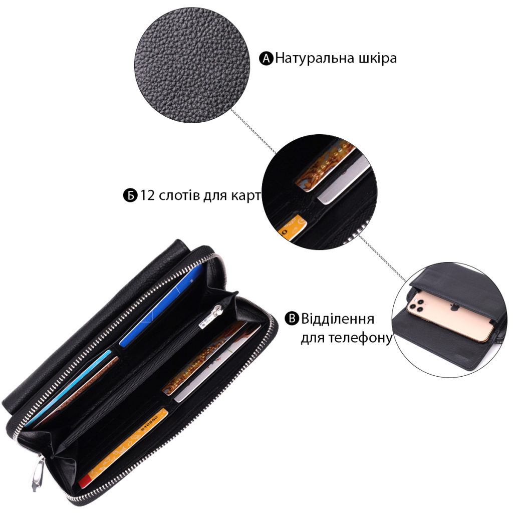 Гаманець ST Leather З натуральної шкіри Чорний (22529) - зображення 4