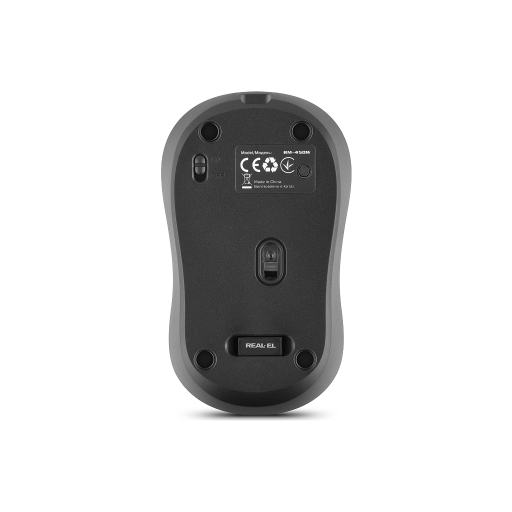 Мишка REAL-EL RM-450W Wireless/Bluetooth Black/Gray (EL123200046) - зображення 8