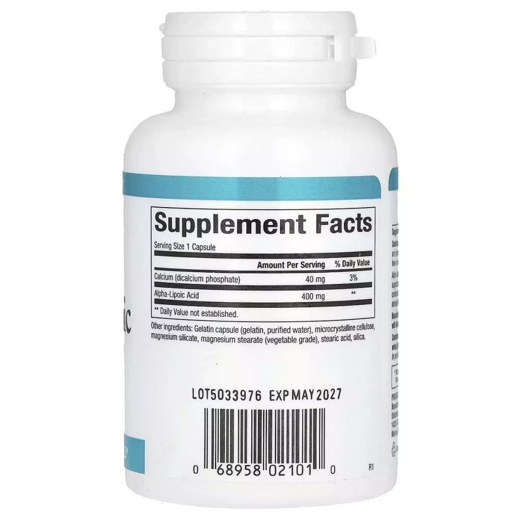 Вітамінно-мінеральний комплекс Natural Factors Альфа-ліпоєва кислота, 400 мг, Alpha-Lipoic Acid, 60 капсул (NFS-02101) - зображення 2