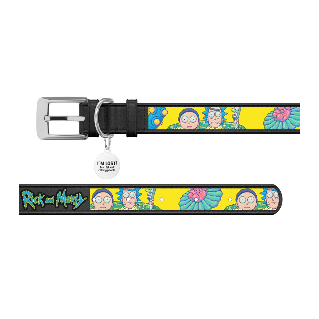 Нашийник для тварин WAUDOG Design з QR паспортом "Рік та Морті 1" Ш 20 мм Д 29-38 см чорний (3604-0280-01) - зображення 3