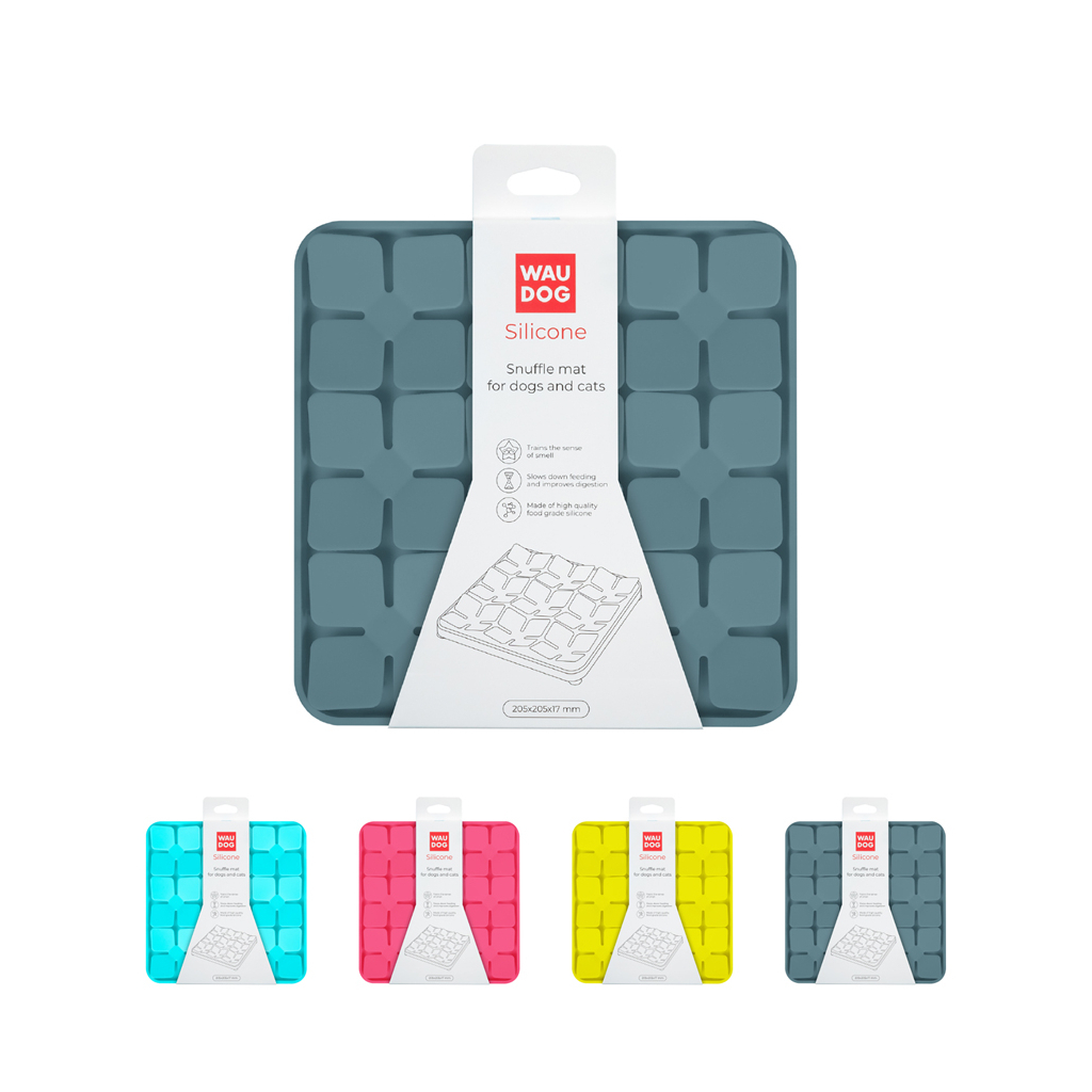Універсальний посуд для тварин WAUDOG Silicone Килимок для пошуку корму 20х20х1.7 см сірий (235111) - зображення 1