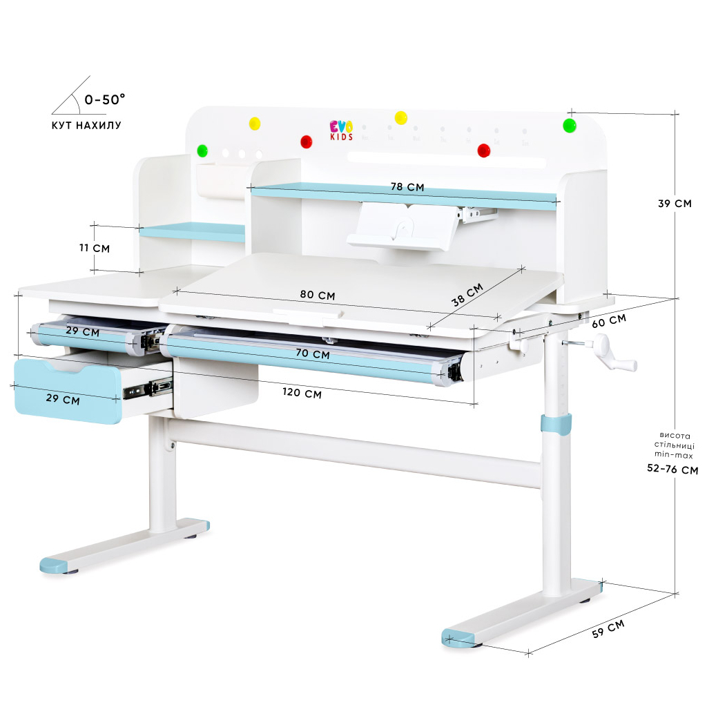 Парта Evo-kids Plus Blue (TH-360 WG/BL Plus) - зображення 3