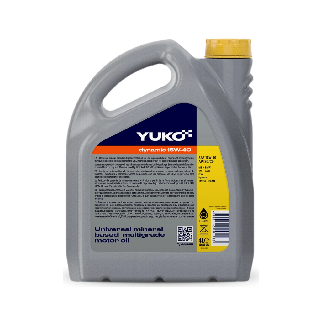 Моторна олива Yuko DYNAMIC 15W-40 4л (4823110401583) - зображення 2