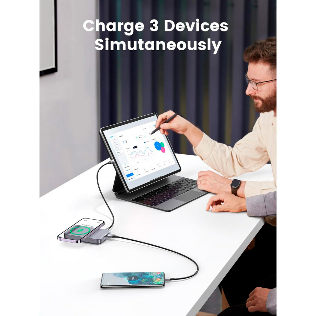 Батарея універсальна Ugreen 10000mAh 20W Mini Magnetic Wireless (15086) (PB206) - зображення 5