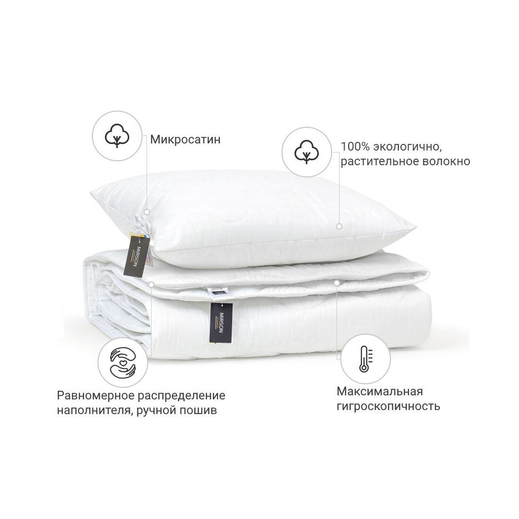 Ковдра MirSon Набір Бавовняний №1705 Eco Light White Ковдра 155х215 + поду (2200002656283) - зображення 2