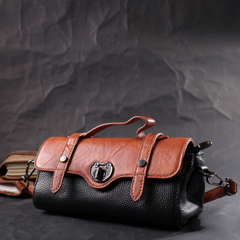 Сумка Vintage Жіноча у вінтажному стилі з натуральної шкіри Чорна (22349) - зображення 9