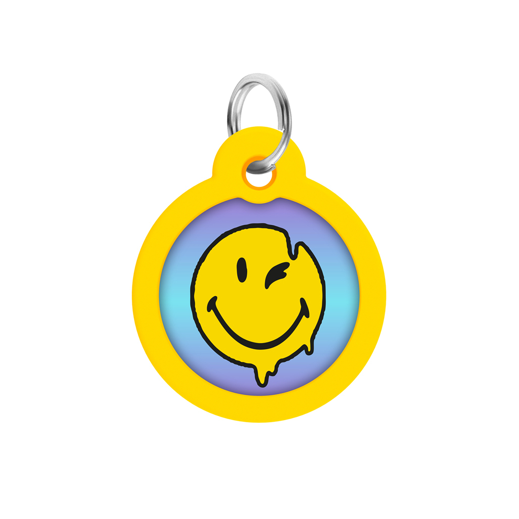 Адресник для тварин WAUDOG Smart ID з QR паспортом "Смайли на блакитному", коло 30 мм (230-0182) - изображение 2