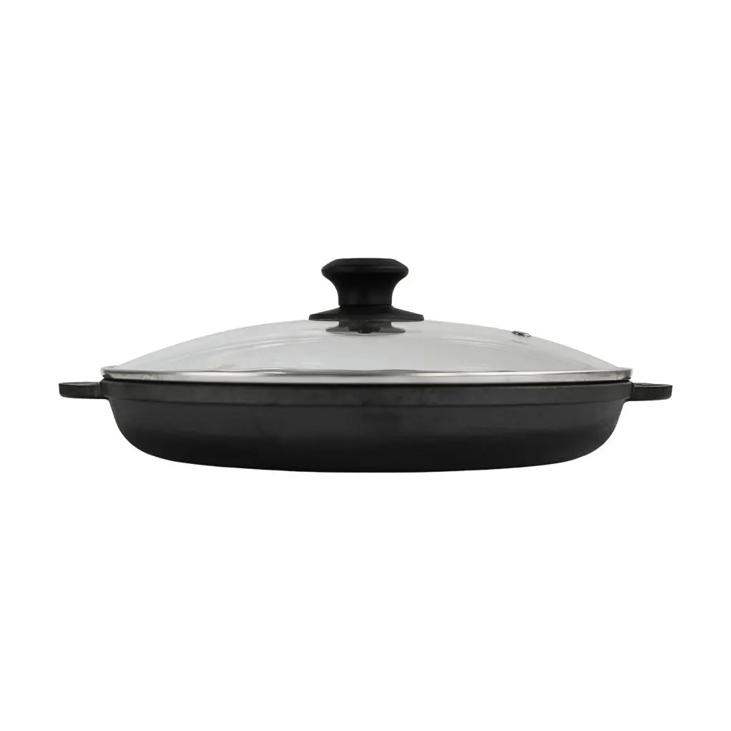 Сковорода Brizoll Monolith чавунна Гриль зі скляною кришкою 280х35 мм (M2835G-6) - зображення 1