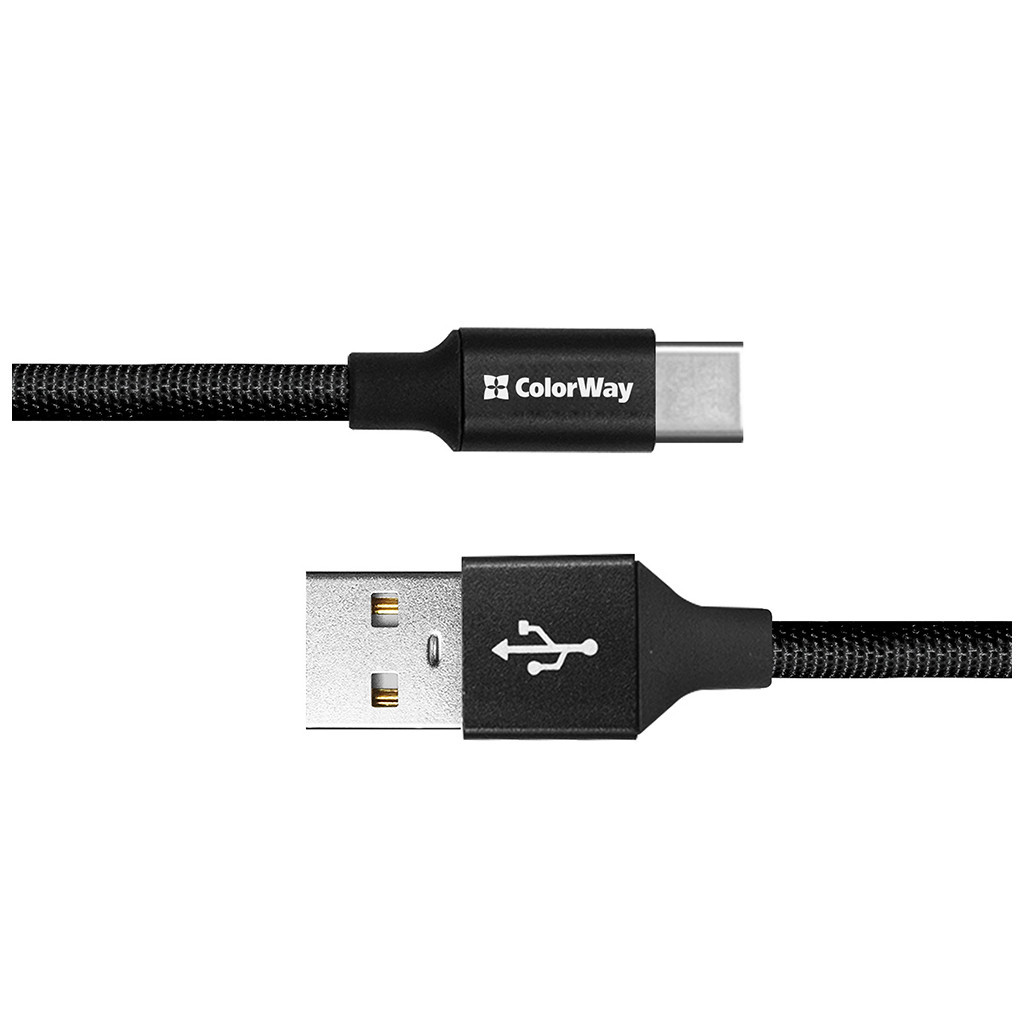 Дата кабель USB 2.0 AM to USB-C 0.25m black ColorWay (CW-CBUC048-BK) - зображення 3