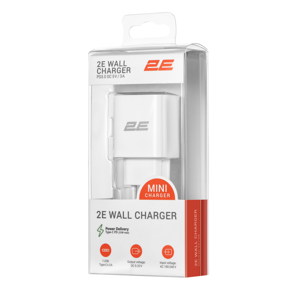 Зарядний пристрій 2E 30W USB-C PD white (2E-WC1USBC30W-W) - зображення 6