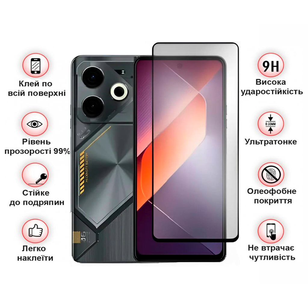 Скло захисне BeCover Tecno POVA 6 (LI7) Black (711580) - зображення 3