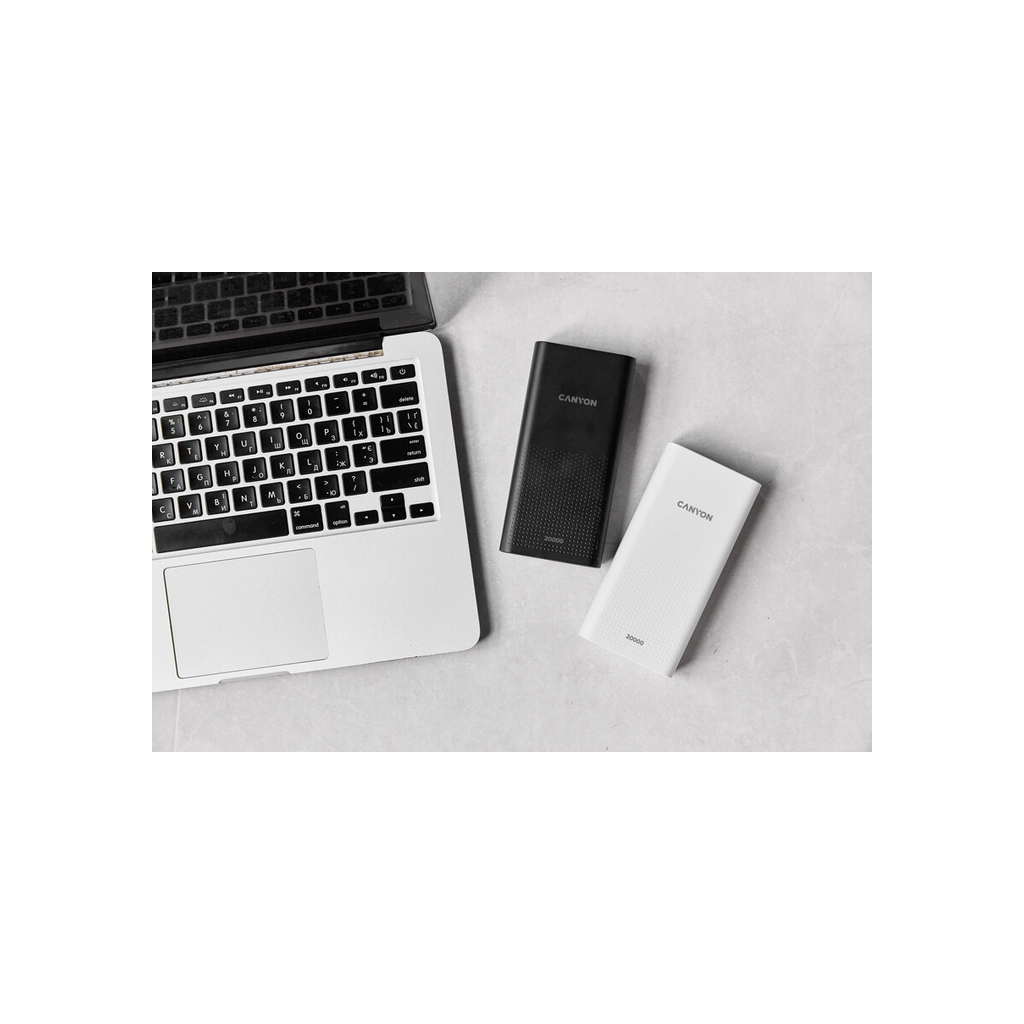 Батарея універсальна Canyon 20000mAh, Input 5V/2A, Output 5V/2.1A(Max), White (CNE-CPB2001W) - зображення 9