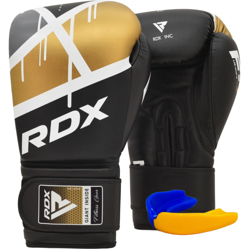 Боксерські рукавички RDX F7 Ego Black Golden 12 унцій (BGR-F7BGL-12oz) - зображення 1