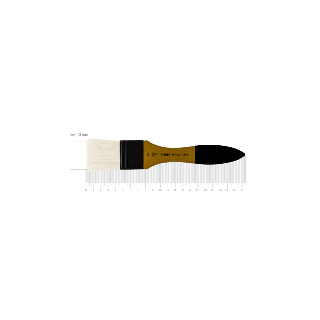 Пензлик для малювання Rosa Щетина флейц, AMBER 2306, №40 (4823098533528) - зображення 1
