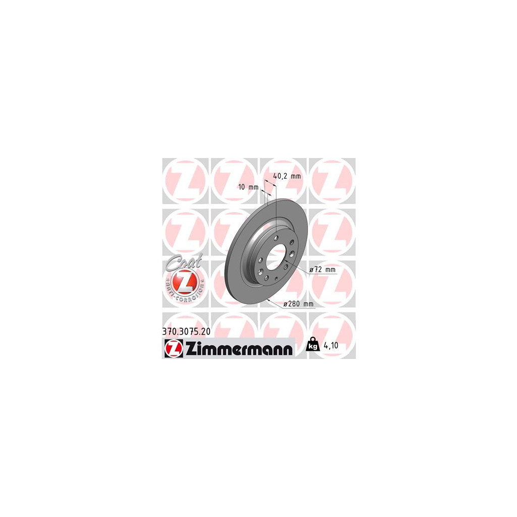 Гальмівний диск ZIMMERMANN 370.3075.20 - зображення 1