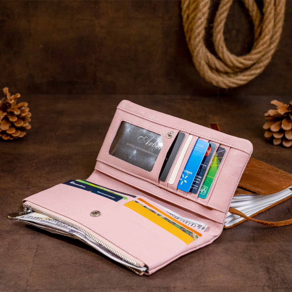 Гаманець ST Leather На кнопці Рожевий (19201) - зображення 10