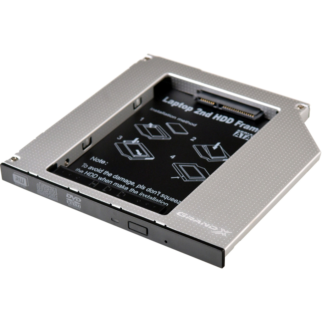 Фрейм-перехідник Grand-X HDD 2.5'' to notebook 9.5 mm ODD SATA/mSATA (HDC-24) - зображення 1