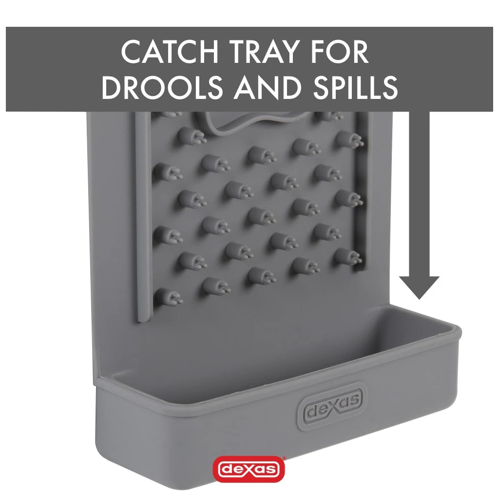 Посуд для собак Dexas Килимок для злизування ласощів вертикальний (світло сірий) (0084297310011) - зображення 4