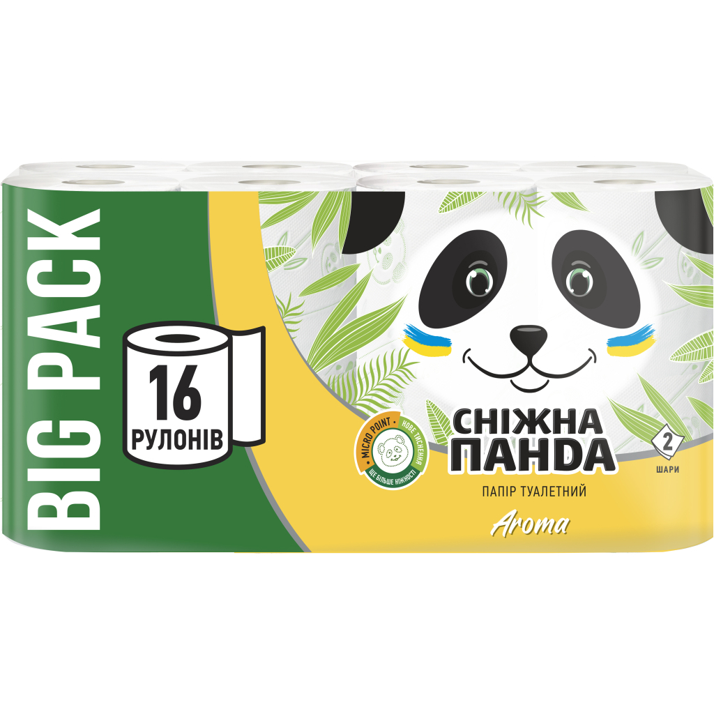 Туалетний папір Сніжна Панда Aroma 2 шари 16 рулонів (4820183971289) - зображення 1