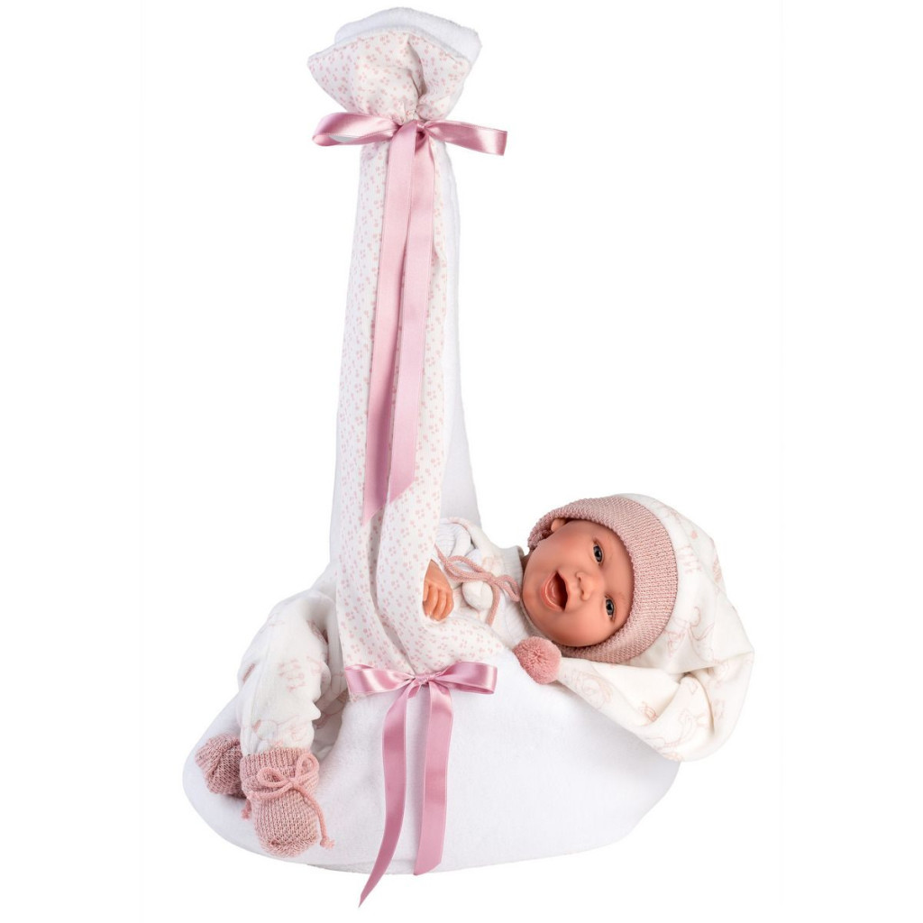 Пупс Llorens Mimi sonrisas capazo ciguena rosa, 42 см (74006) - зображення 3