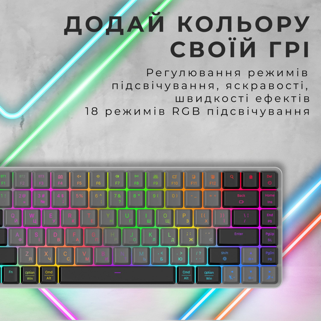 Клавіатура GamePro MK230R Red Swich Low Profile RGB Wireless/Bluetooth/USB Dark Gray (MK230R) - зображення 12