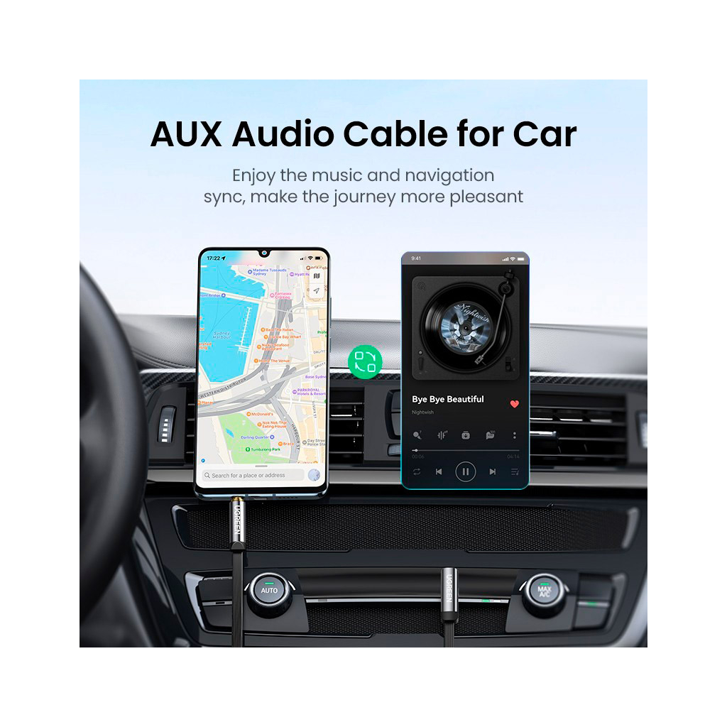 Кабель мультимедійний 3.5mm M to 3.5mm M 0.5m AV119 black Ugreen (10732) - picture 3