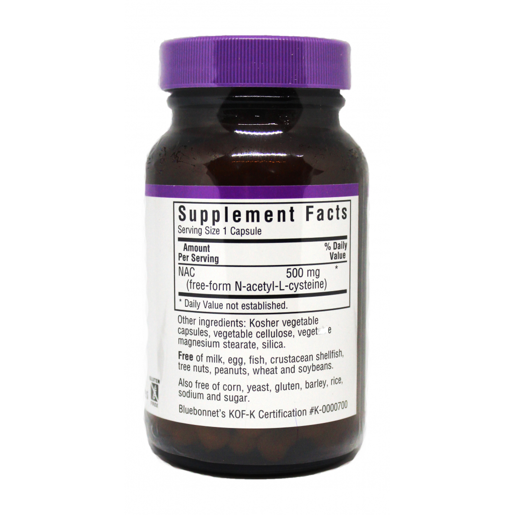 Амінокислота Bluebonnet Nutrition NAC (N-Ацетил-L-Цистеин) 500мг, 60 гелевих капсул (BLB0064) - изображение 2