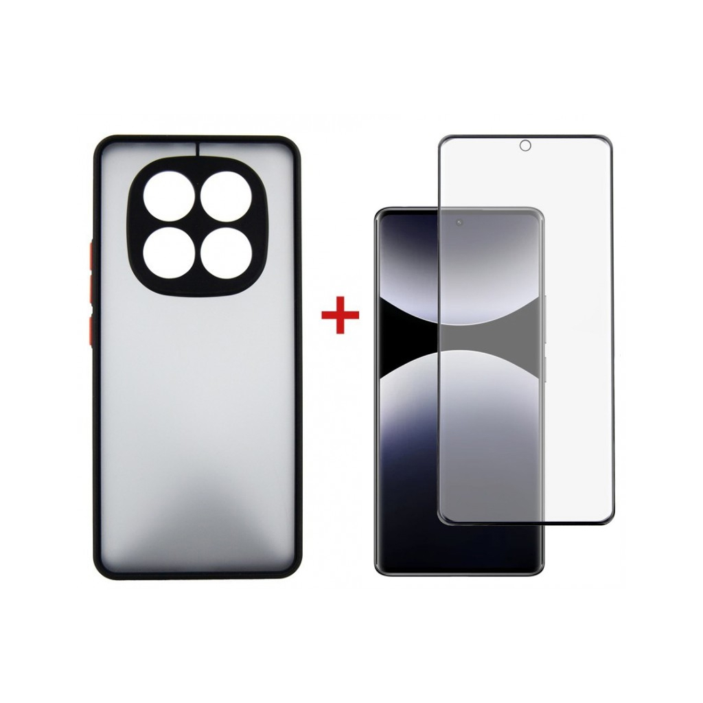 Чохол до мобільного телефона Dengos Kit Xiaomi Redmi Note 14 Pro case Matte + glass (Black) (DG-KM-128) - зображення 1