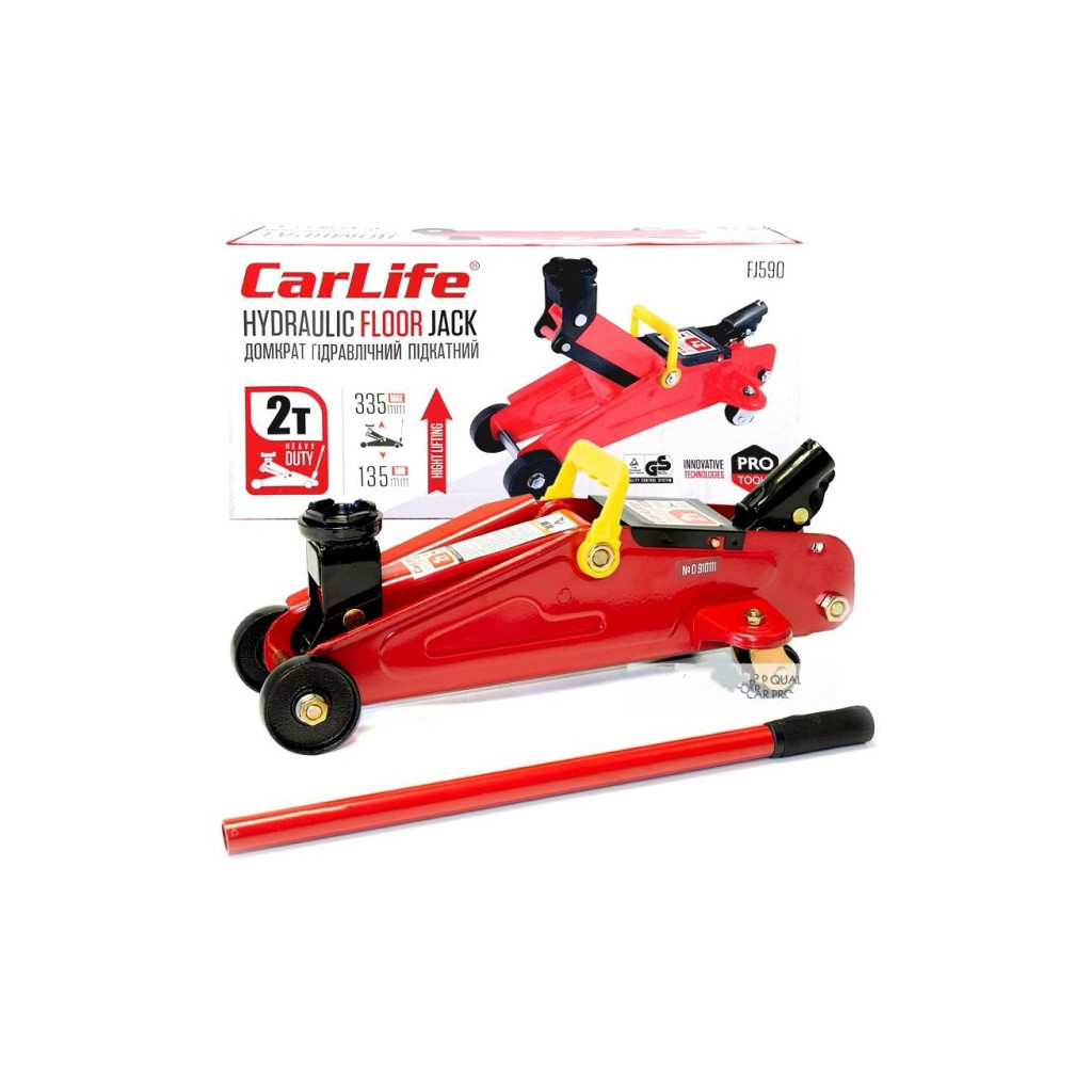 Домкрат CarLife підкатний 2т, 135-335мм (FJ590) - зображення 2