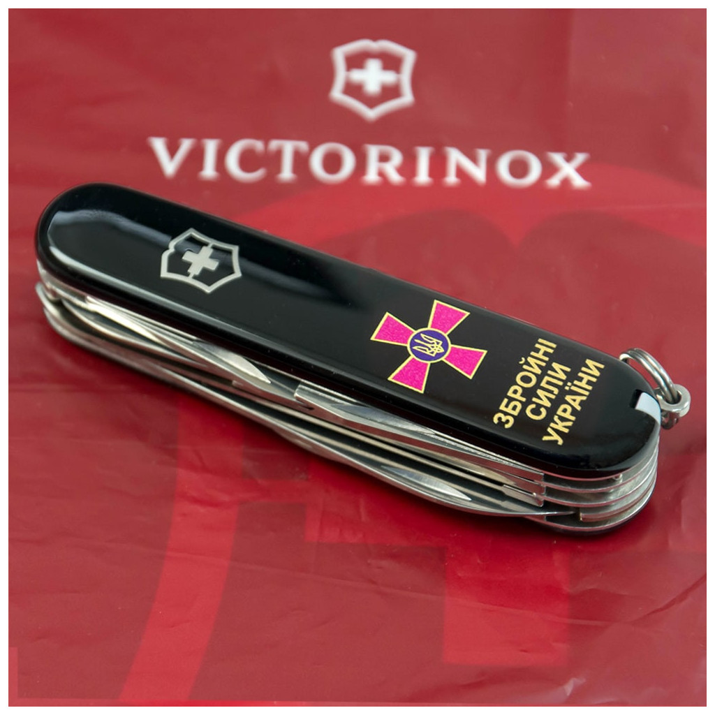 Ніж Victorinox Huntsman Army 91 мм Чорний Емблема ЗСУ + Напис ЗСУ (1.3713.3_W1011u) - зображення 2