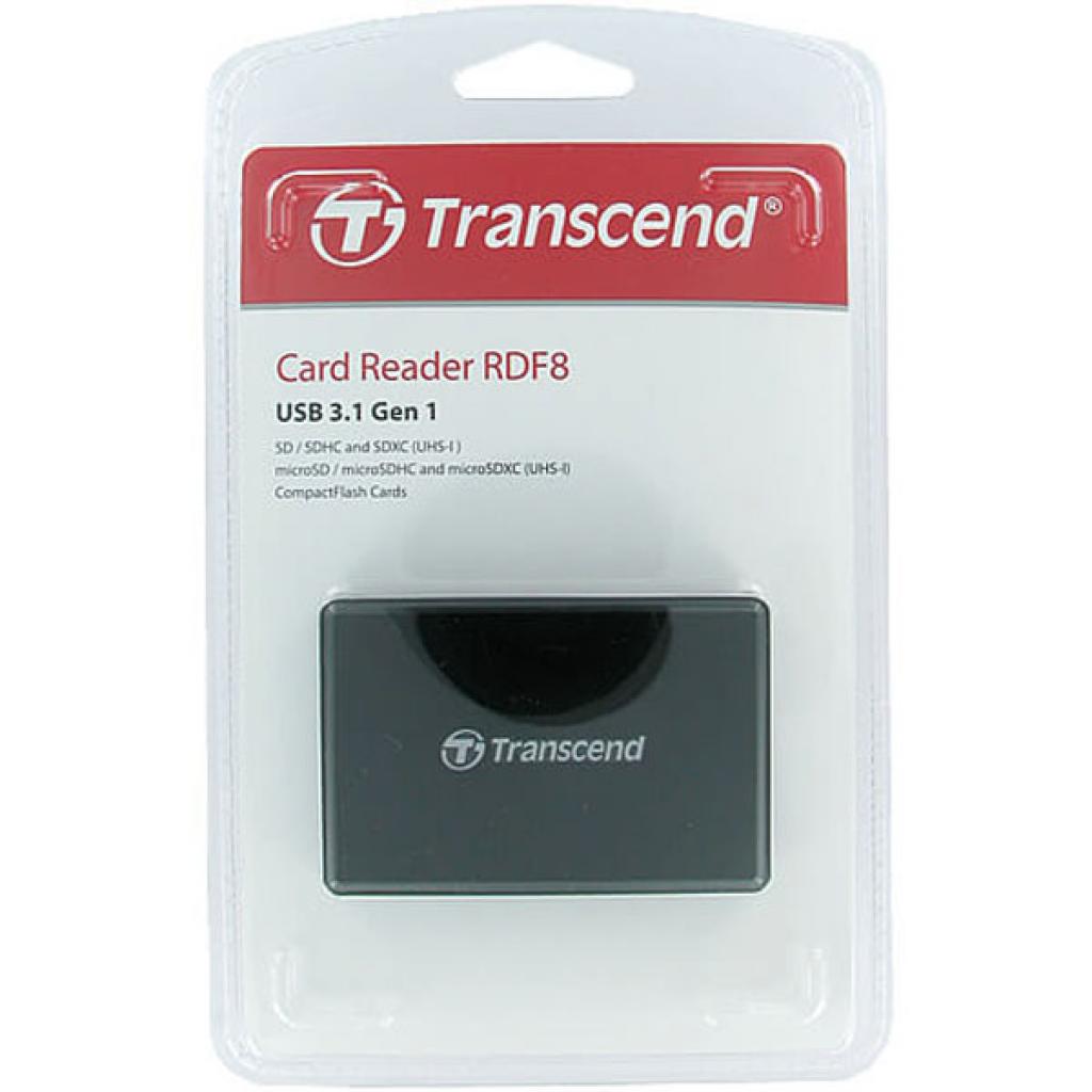 Зчитувач флеш-карт Transcend USB 3.1 Black (TS-RDF8K2) - зображення 3