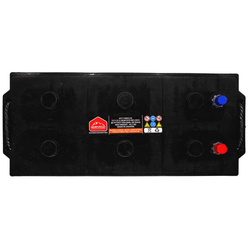 Акумулятор автомобільний NORVEGO ВЕСТА 190A +лів (3) (1100 пуск) - зображення 3