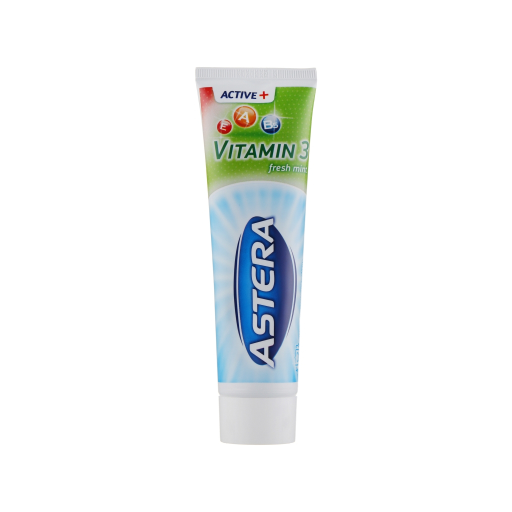 Зубна паста Astera Active+ Vitamin 3 Fresh Mint з вітамінами 100 мл (3800013510988) - зображення 1